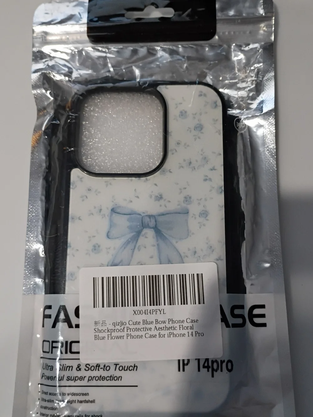 Floral Bow Blue and White Decorative iPhone Case For iPhone 14 Pro